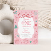 Pink Winter Wonderland First Birthday Party  招待状