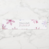 Pink Winter Wonderland Snowflake First Birthday ペットボトルラベル (シングルラベル)