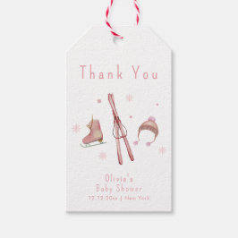 Pink Winter Woodland Après Bébé Ski Baby Shower  ギフトタグ