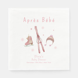 Pink Winter Woodland Après Bébé Ski Baby Shower  スタンダードランチョンナプキン
