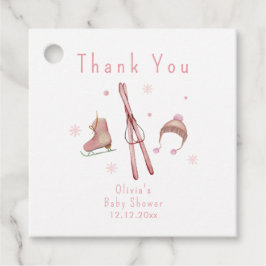 Pink Winter Woodland Après Bébé Ski Baby Shower  フェイバータグ