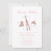 Pink Winter Woodland Après Bébé Ski Baby Shower  招待状 (正面)