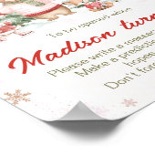 Pink Winter Woodland Birthday Time Capsule Sign ポスター (角)