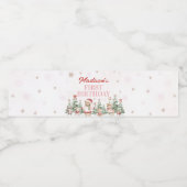 Pink Winter Woodland Birthday Water Bottle Label ペットボトルラベル (シングルラベル)