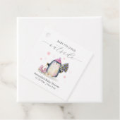 Pink Winter Woodland Skate Penguin Baby Shower  フェイバータグ (インサイチュ)