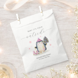 Pink Winter Woodland Skate Penguin Baby Shower  フェイバーバッグ