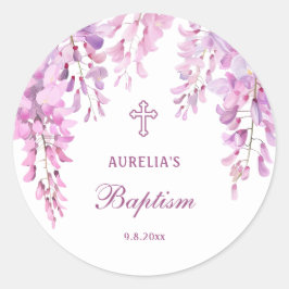 Pink Wisteria Baptism ラウンドシール