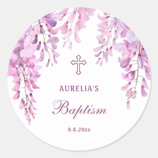 Pink Wisteria Baptism ラウンドシール (正面)