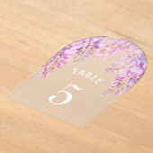 Pink Wisteria Baptism Acrylic Table Number アクリル招待状 (レイダウン)