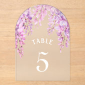 Pink Wisteria Baptism Acrylic Table Number アクリル招待状 (正面)