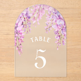 Pink Wisteria Baptism Acrylic Table Number アクリル招待状
