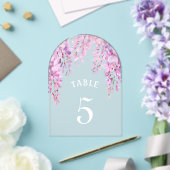 Pink Wisteria Baptism Acrylic Table Number アクリル招待状 (インサイチュ (ウェディング))