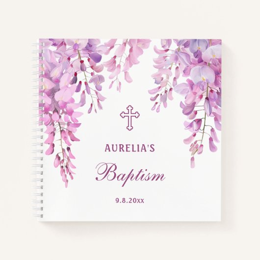Pink Wisteria Baptism Guest Book ノートブック (正面)