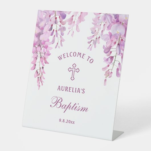 Pink Wisteria Baptism Welcome 台座サイン (正面)
