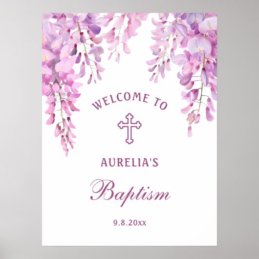 Pink Wisteria Baptism Welcome Poster ポスター (正面)