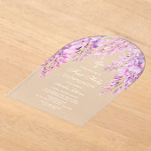 Pink Wisteria First Communion アクリル招待状 (レイダウン)