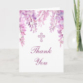 Pink Wisteria Holy Cross Religious Thank You カード (正面)