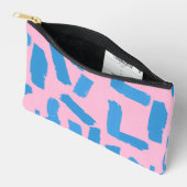 Pink with Blue Brushstroke Pattern  アクセサリーポーチ (見開き)