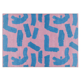 Pink with Blue Brushstroke Pattern  カッティングボード