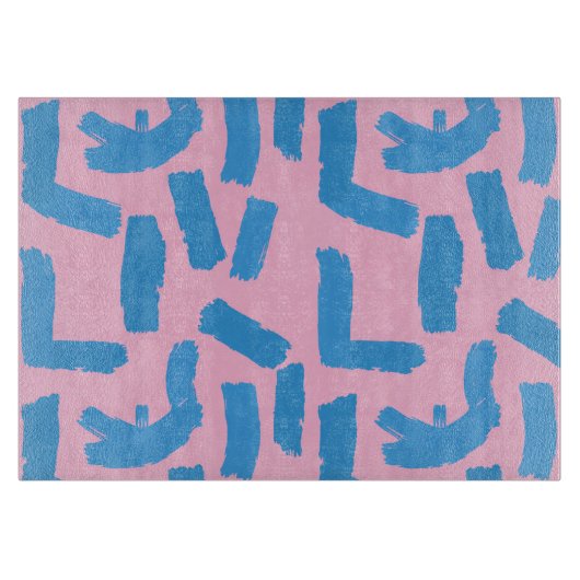 Pink with Blue Brushstroke Pattern  カッティングボード (正面)