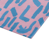 Pink with Blue Brushstroke Pattern  カッティングボード (角)