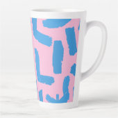Pink with Blue Brushstroke Pattern カフェラテマグ (右)