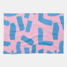 Pink with Blue Brushstroke Pattern 