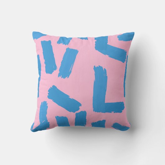 Pink with Blue Brushstroke Pattern クッション (裏面)