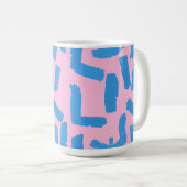 Pink with Blue Brushstroke Pattern コーヒーマグカップ (正面右)