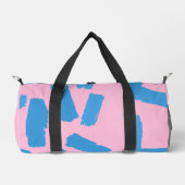 Pink with Blue Brushstroke Pattern  ダッフルバッグ (正面)