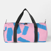 Pink with Blue Brushstroke Pattern  ダッフルバッグ (裏面)