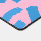 Pink with Blue Brushstroke Pattern  デスクマット (コーナー)