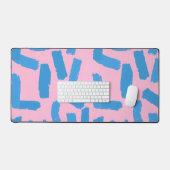 Pink with Blue Brushstroke Pattern  デスクマット (キーボード&マウス)