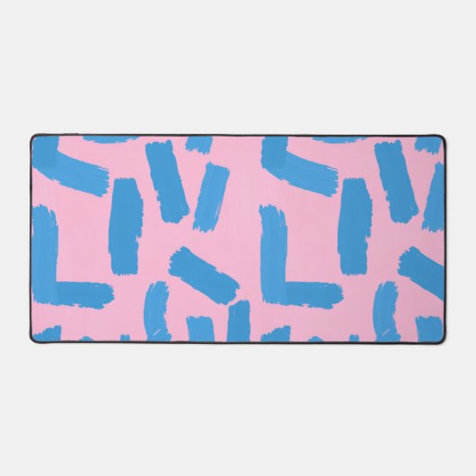 Pink with Blue Brushstroke Pattern  デスクマット (正面)