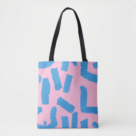 Pink with Blue Brushstroke Pattern  トートバッグ