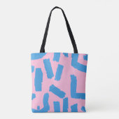 Pink with Blue Brushstroke Pattern  トートバッグ (裏面)