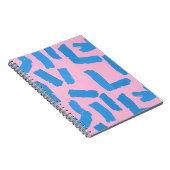 Pink with Blue Brushstroke Pattern ノートブック (右側)