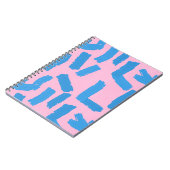 Pink with Blue Brushstroke Pattern ノートブック (左側)