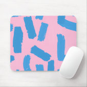 Pink with Blue Brushstroke Pattern  マウスパッド (マウス)