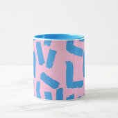 Pink with Blue Brushstroke Pattern Combo マグカップ (中央)