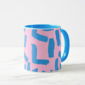Pink with Blue Brushstroke Pattern Combo マグカップ (正面右)