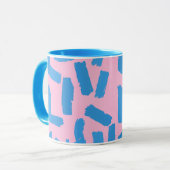 Pink with Blue Brushstroke Pattern Combo マグカップ (正面左)