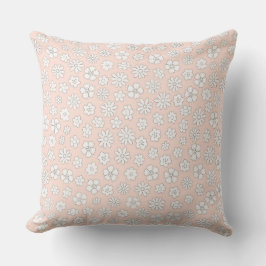 Pink with White Daisies Throw Pillow アウトドアクッション