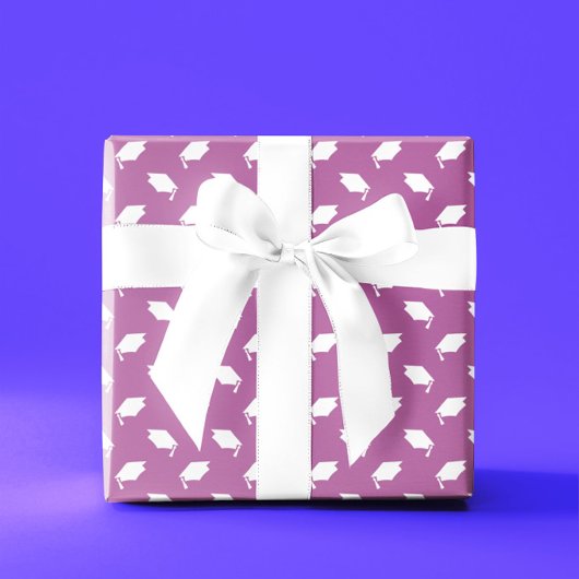 Pink With White Graduation Caps Wrapping Paper ラッピングペーパー