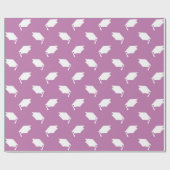 Pink With White Graduation Caps Wrapping Paper ラッピングペーパー (フラット)