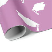 Pink With White Graduation Caps Wrapping Paper ラッピングペーパー (ロールコーナー)