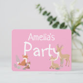Pink Woodland Animal Birthday Party Invitation 案内状 (スタンド正面)