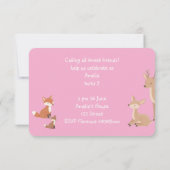 Pink Woodland Animal Birthday Party Invitation 案内状 (裏面)
