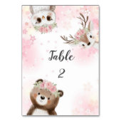 Pink Woodland Baby Shower Table Number Sign テーブルナンバー (正面)