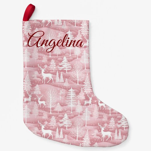 Pink Woodland Christmas Stocking スモールクリスマスストッキング (正面)